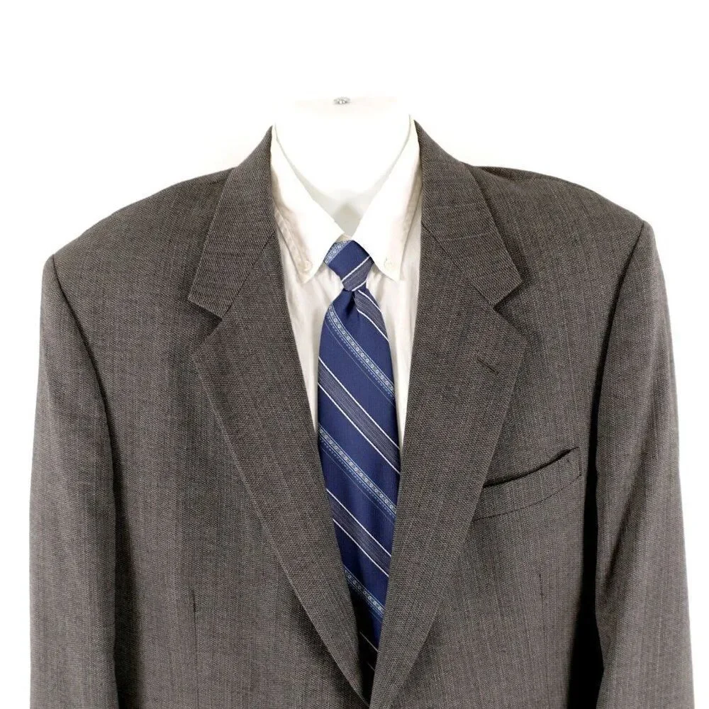 Pierre Cardin Textured Tweed Wool Gray Check 2 Button‎ Blazer 44L